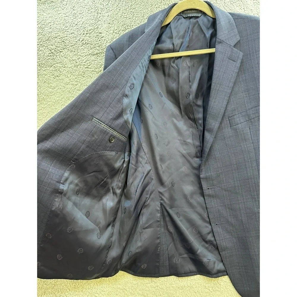 Lauren Ralph Lauren Mens 44R Navy Blue Glen Plaid Two Button Blazer Sport Coat